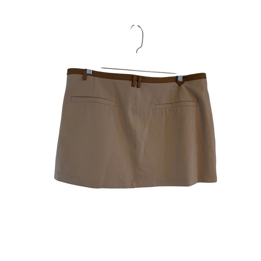 NWT American Eagle Tan Mini Skort with Contrast Brown Belted Waist Size Large